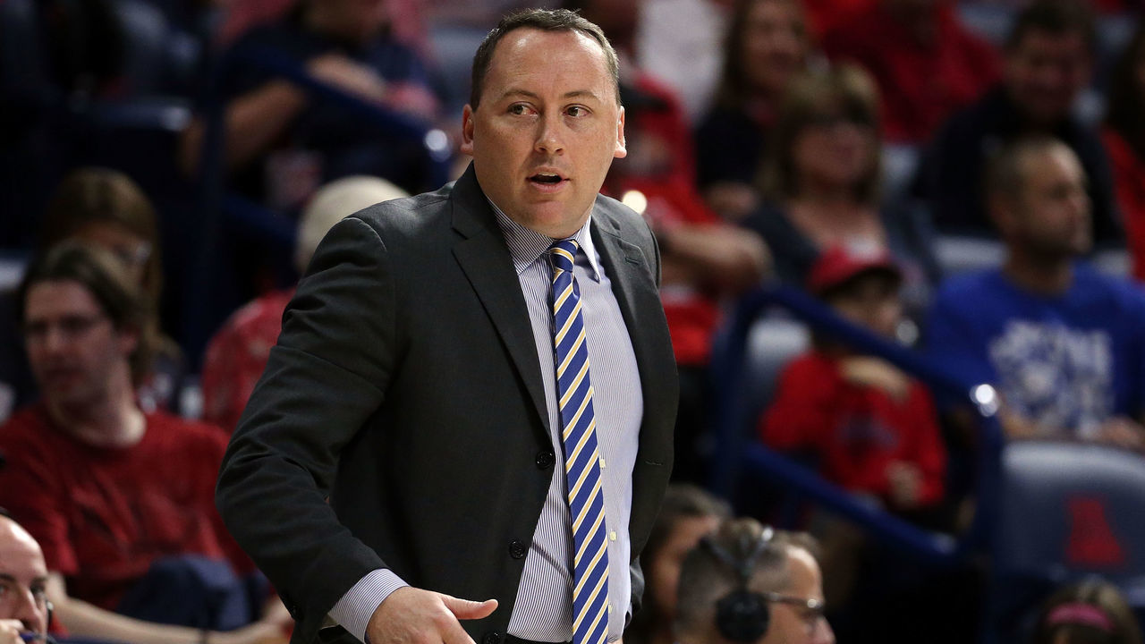 TUCSON, AZ - NOVEMBER 10: Head coach Jack Murphy of the Northern Arizona Lumberjacks watches the action during the first half of the college basketball game against the Arizona Wildcats at McKale Center on November 10, 2017 in Tucson, Arizona. The Wildcats beat the Lumberjacks 101-67.