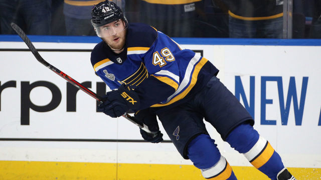ST LOUIS, MISSOURI - JUNE 03: Ivan Barbashev #49 of the St. Louis Blues plays against the Boston Bruins in Game Four of the 2019 NHL Stanley Cup Final at Enterprise Center on June 03, 2019 in St Louis, Missouri.