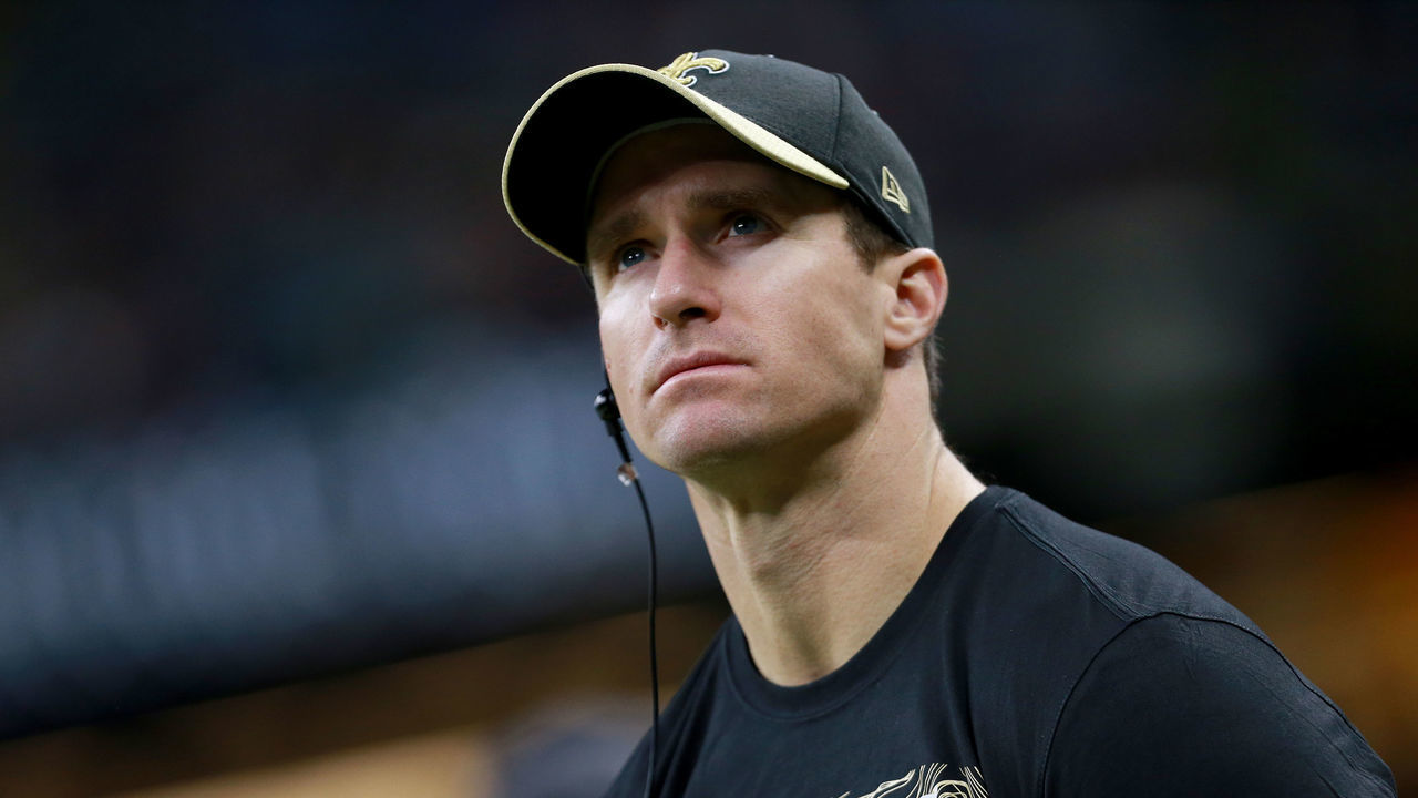 NEW ORLEANS, LOUISIANA - DECEMBER 30: Drew Brees #9 of the New Orleans Saints stands on the field during a NFL game against the Carolina Panthers at the Mercedes-Benz Superdome on December 30, 2018 in New Orleans, Louisiana.