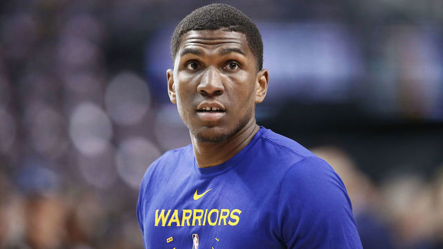 TORONTO, CANADA - MAY 30: Kevon Looney #5 of the Golden State Warriors looks on during warm ups prior to Game One of the NBA Finals against the Toronto Raptors on May 30, 2019 at Scotiabank Arena in Toronto, Ontario, Canada. NOTE TO USER: User expressly acknowledges and agrees that, by downloading and/or using this photograph, user is consenting to the terms and conditions of the Getty Images License Agreement. Mandatory Copyright Notice: Copyright 2019 NBAE