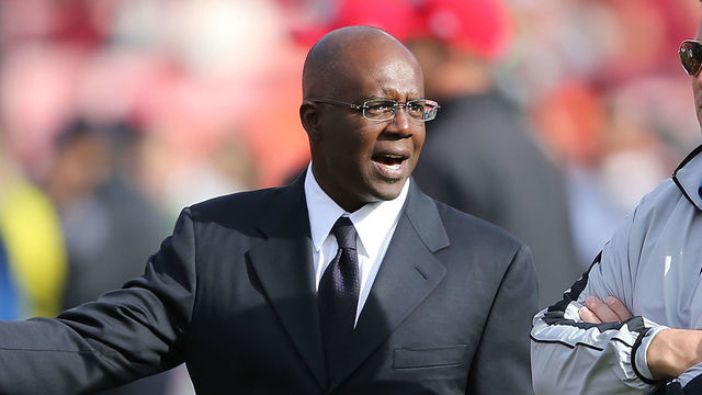 SAN FRANCISCO, CA - SEPTEMBER 16: Detroit Lions general manager Martin Mayhew and head coach Jim Schwartz watch the action prior to the start of the game against the San Francisco 49ers at Candlestick Park on September 16, 2012 in San Francisco, California. The San Francisco 49ers defeated the Detroit Lions 27-19.