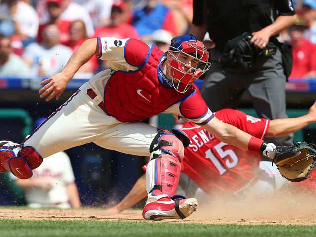 PHILADELPHIA, PA - JULY 24: Philadelphia Phillies Catcher J.T.