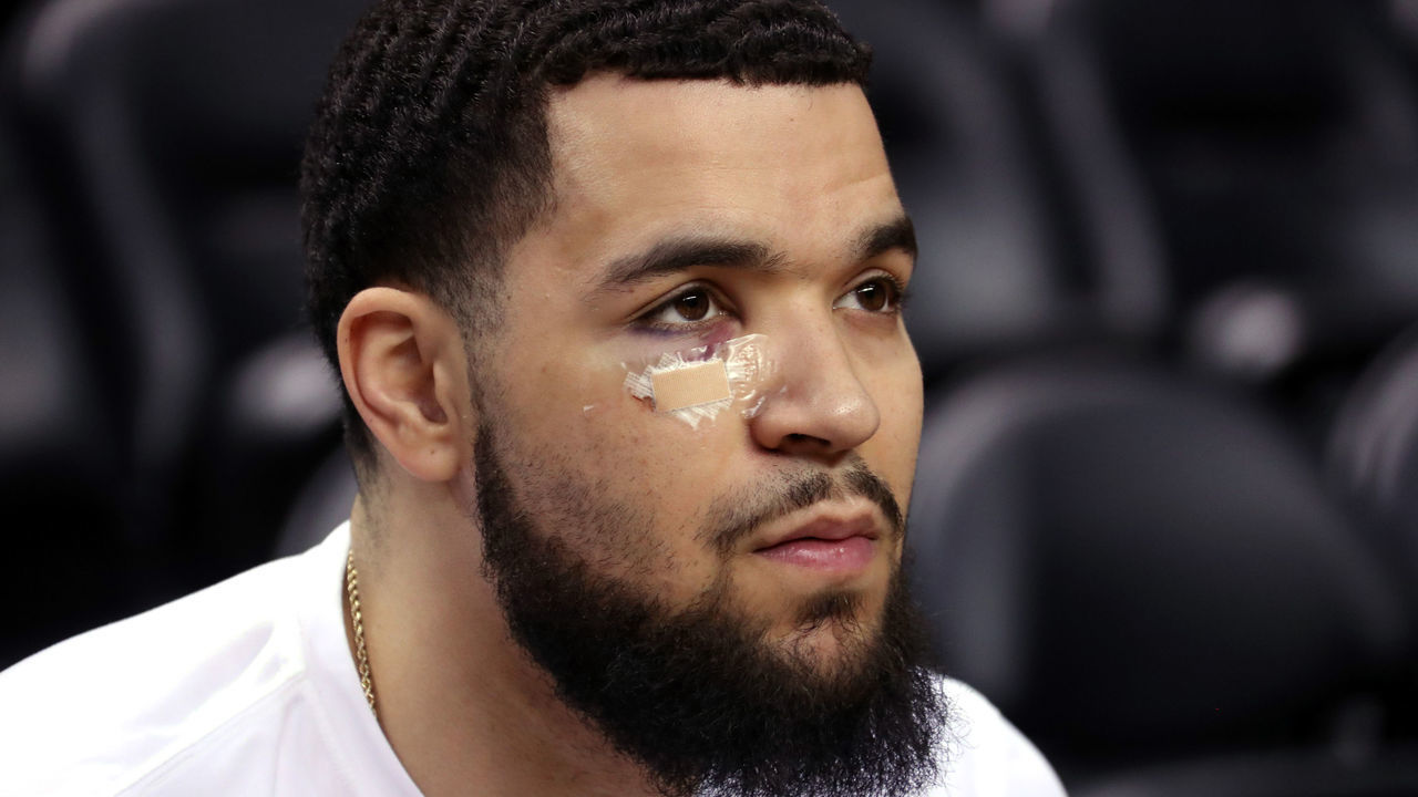 TORONTO, ON - JUNE 9: Fred Vanvleet #23 of the Toronto Raptors looks on during practice and media availability as part of the 2019 NBA Finals on June 9, 2019 at Scotiabank Arena in Toronto, Ontario, Canada. Mandatory Copyright Notice: Copyright 2019 NBAE