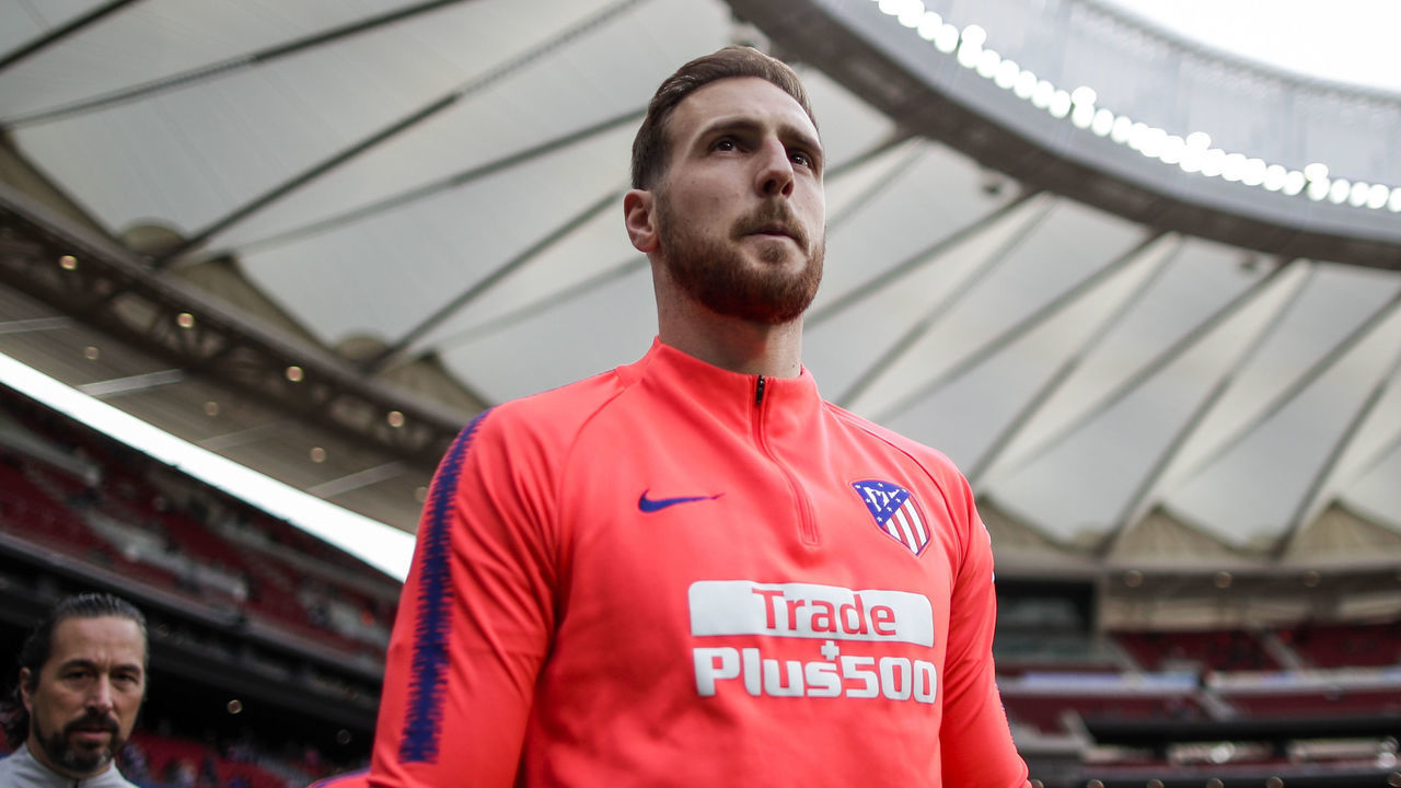 MADRID, SPAIN - APRIL 2: Jan Oblak of Atletico Madrid during the La Liga Santander match between Atletico Madrid v Girona at the Estadio Wanda Metropolitano on April 2, 2019 in Madrid Spain