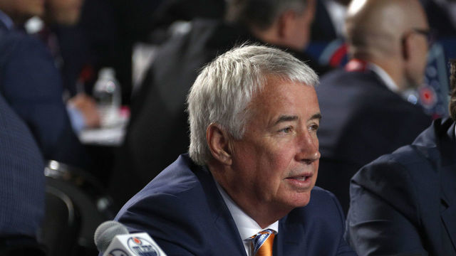 CHICAGO, IL - JUNE 23: Bob Nicholson, CEO and Vice Chair of the Edmonton Oilers, looks on during Round One of the 2017 NHL Draft at United Center on June 23, 2017 in Chicago, Illinois.