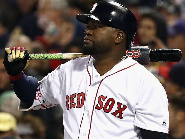 BOSTON, MA - OCTOBER 10: David Ortiz #34 of the Boston Red Sox looks on in the eighth inning against the Cleveland Indians during game three of the American League Divison Series at Fenway Park on October 10, 2016 in Boston, Massachusetts.