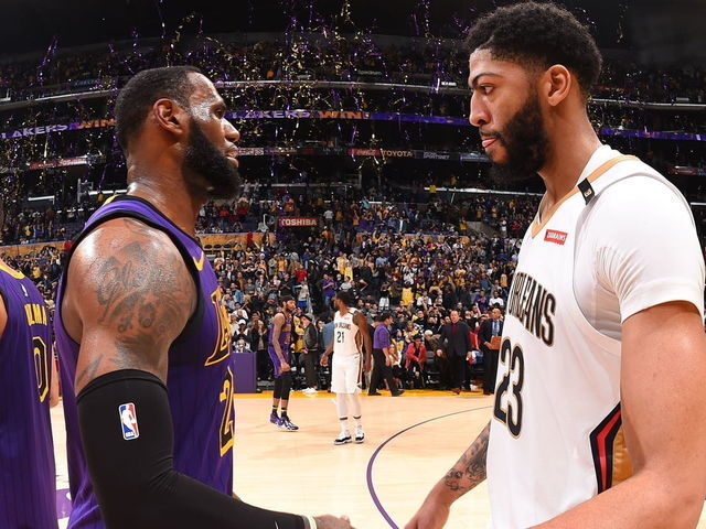 LOS ANGELES, CA - DECEMBER 21: LeBron James #23 of the Los Angeles Lakers and Anthony Davis #23 of the New Orleans Pelicans shake hands after a game on December 21, 2018 at STAPLES Center in Los Angeles, California. NOTE TO USER: User expressly acknowledges and agrees that, by downloading and/or using this Photograph, user is consenting to the terms and conditions of the Getty Images License Agreement. Mandatory Copyright Notice: Copyright 2018 NBAE