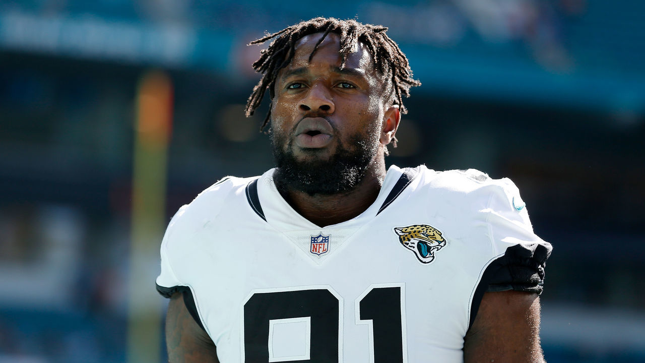 MIAMI, FL - DECEMBER 23: Yannick Ngakoue #91 of the Jacksonville Jaguars looks on against the Miami Dolphins at Hard Rock Stadium on December 23, 2018 in Miami, Florida.
