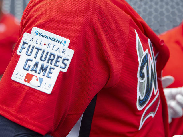 WASHINGTON, D.C. - JULY 15: Detail view of the jersey patch worn by players during the SiriusXM All-Star Futures Game at Nationals Park on Sunday, July 15, 2018 in Washington, D.C. ***