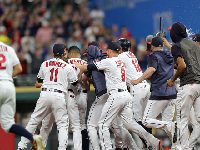 CLEVELAND, OH - APRIL 11: Cleveland Guardians right fielder Oscar