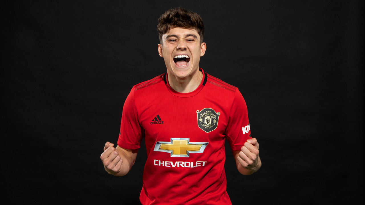 MANCHESTER, ENGLAND - JUNE 12: Manchester United unveil new signing Daniel James at Aon Training Complex on June 12, 2019 in Manchester, England.