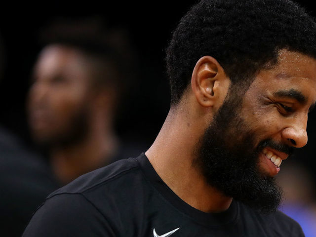 BOSTON, MASSACHUSETTS - APRIL 17: Kyrie Irving #11 of the Boston Celtics looks on before Game Two of Round One of the 2019 NBA Playoffs against the Indiana Pacers at TD Garden on April 17, 2019 in Boston, Massachusetts.