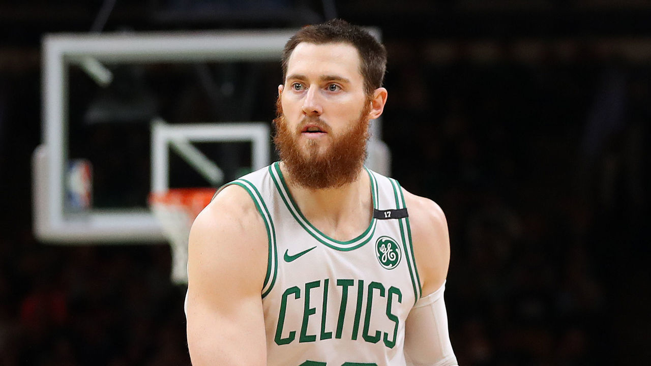 BOSTON, MASSACHUSETTS - MAY 06: Aron Baynes #46 of the Boston Celtics looks for a pass during the second quarter of Game 4 of the Eastern Conference Semifinals against the Milwaukee Bucks during the 2019 NBA Playoffs at TD Garden on May 06, 2019 in Boston, Massachusetts.