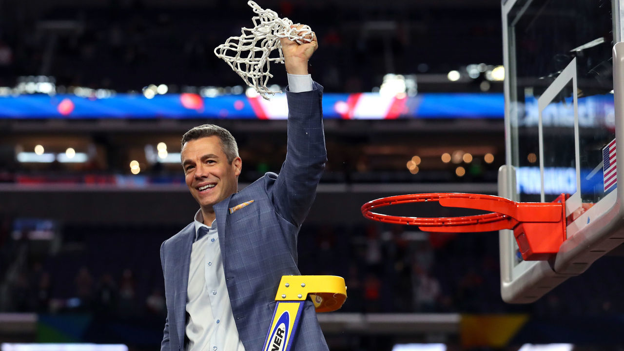 MINNEAPOLIS, MINNESOTA - APRIL 08: Head coach Tony Bennett of the Virginia Cavaliers cuts down the net after his teams 85-77 win over the Texas Tech Red Raiders in the 2019 NCAA men's Final Four National Championship game at U.S. Bank Stadium on April 08, 2019 in Minneapolis, Minnesota.