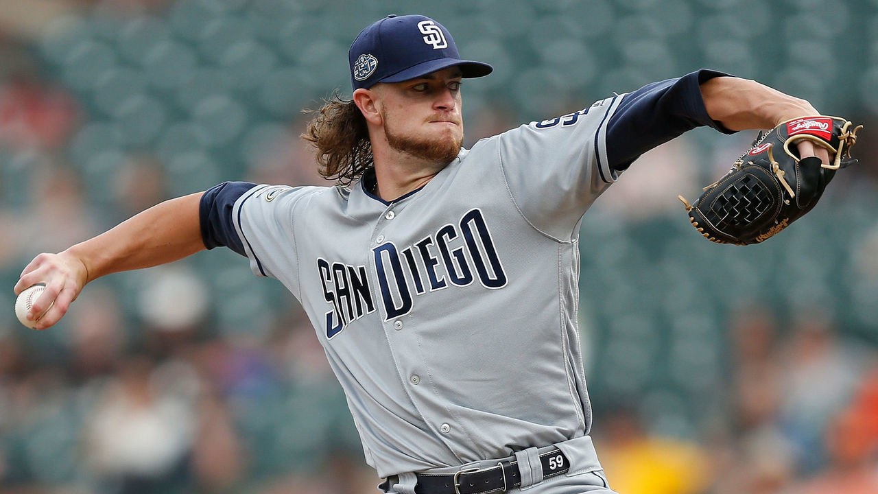 SAN FRANCISCO, CALIFORNIA - JUNE 11: Chris Paddack #59 of the San Diego Padres pitches in the top of the first inning against the San Francisco Giants at Oracle Park on June 11, 2019 in San Francisco, California.
