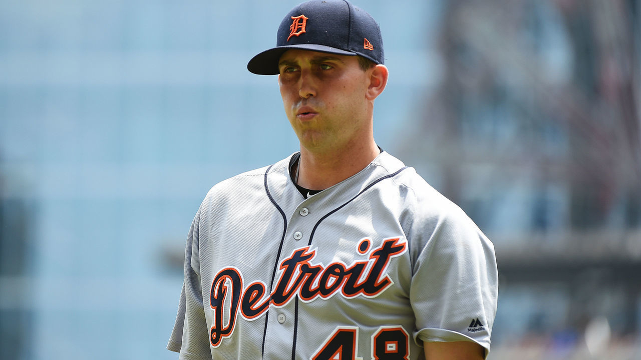 ATLANTA, GEORGIA - JUNE 02: Matthew Boyd #48 of the Detroit Tigers walks to the dugout after the third inning against the Atlanta Braves at SunTrust Park on June 02, 2019 in Atlanta, Georgia.