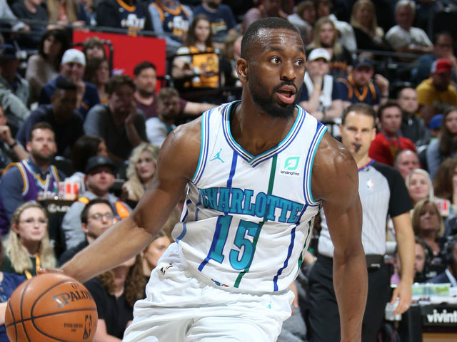 SALT LAKE CITY, UT - APRIL 1: Kemba Walker #15 of the Charlotte Hornets drives to the basket against the Utah Jazz on April 1, 2019 at Vivint Smart Home Arena in Salt Lake City, Utah. Mandatory Copyright Notice: Copyright 2019 NBAE