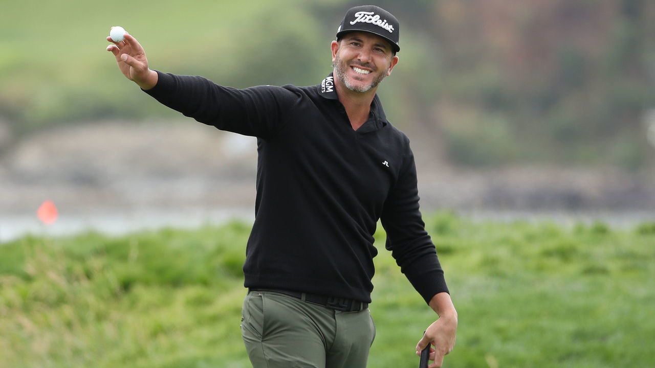 PEBBLE BEACH, CALIFORNIA - JUNE 13: Scott Piercy of the United States reacts to a made putt on the 17th green during the first round of the 2019 U.S. Open at Pebble Beach Golf Links on June 13, 2019 in Pebble Beach, California.