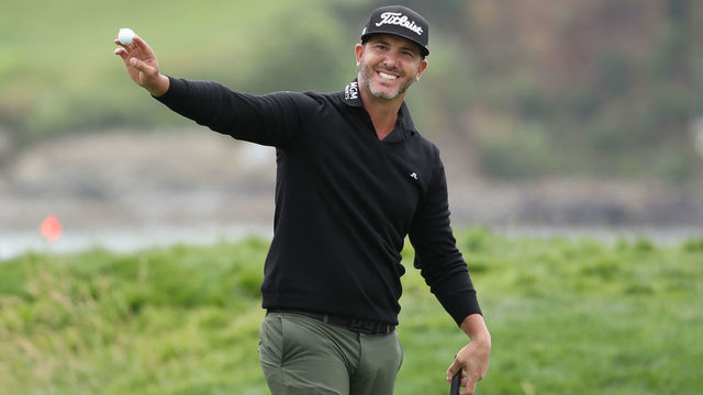 PEBBLE BEACH, CALIFORNIA - JUNE 13: Scott Piercy of the United States reacts to a made putt on the 17th green during the first round of the 2019 U.S. Open at Pebble Beach Golf Links on June 13, 2019 in Pebble Beach, California.