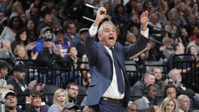 SACRAMENTO, CA - MARCH 23: Head coach Igor Kokoskov of the Phoenix Suns coaches against the Sacramento Kings on March 23, 2019 at Golden 1 Center in Sacramento, California. NOTE TO USER: User expressly acknowledges and agrees that, by downloading and or using this photograph, User is consenting to the terms and conditions of the Getty Images Agreement. Mandatory Copyright Notice: Copyright 2019 NBAE