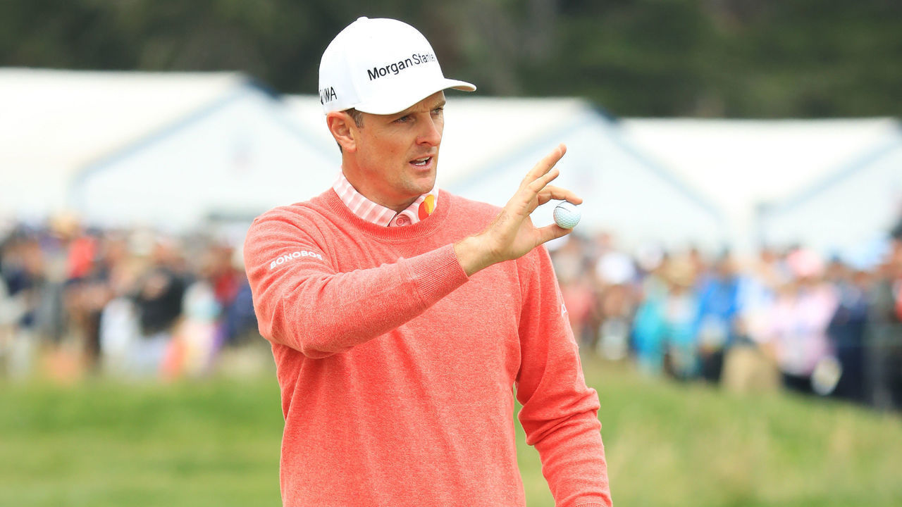 PEBBLE BEACH, CALIFORNIA - JUNE 13: Justin Rose of England reacts to a putt on the sixth green during the first round of the 2019 U.S. Open at Pebble Beach Golf Links on June 13, 2019 in Pebble Beach, California.