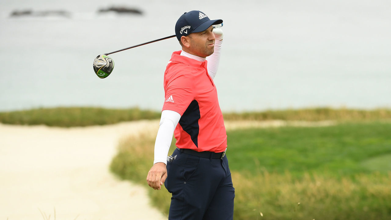 PEBBLE BEACH, CALIFORNIA - JUNE 13: Sergio Garcia of Spain plays a shot from the 11th tee during the first round of the 2019 U.S. Open at Pebble Beach Golf Links on June 13, 2019 in Pebble Beach, California.