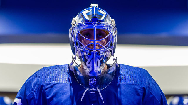 TORONTO, ON - APRIL 2: Garret Sparks #40 of the Toronto Maple Leafs to leave the locker room before the third period against the Carolina Hurricanes at the Scotiabank Arena on April 2, 2019 in Toronto, Ontario, Canada.