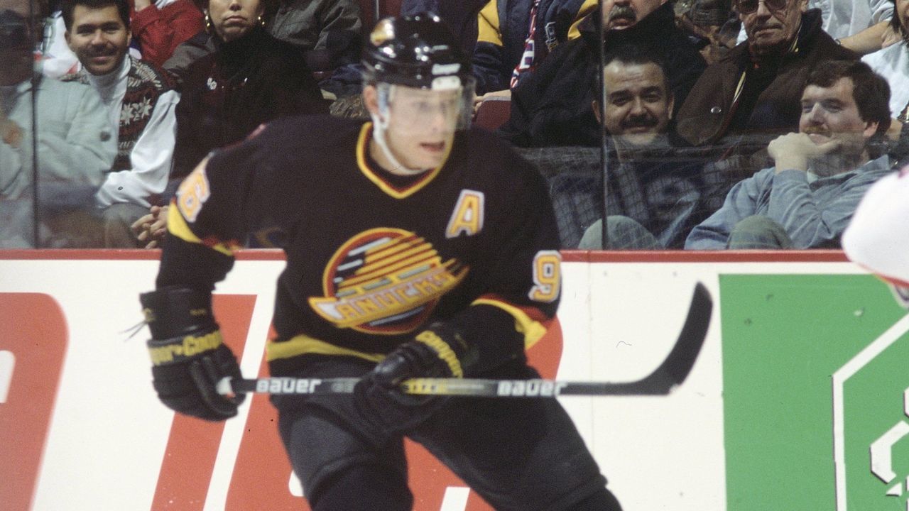 Canucks forward Pavel Bure #96 in game action at the Molson Centre during the 1996-97 season