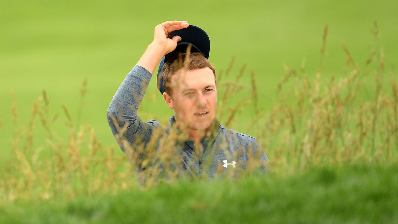 PEBBLE BEACH, CALIFORNIA - JUNE 14: Jordan Spieth of the United States reacts to a shot from a bunker on the second hole during the second round of the 2019 U.S. Open at Pebble Beach Golf Links on June 14, 2019 in Pebble Beach, California.