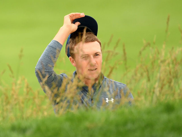 PEBBLE BEACH, CALIFORNIA - JUNE 14: Jordan Spieth of the United States reacts to a shot from a bunker on the second hole during the second round of the 2019 U.S. Open at Pebble Beach Golf Links on June 14, 2019 in Pebble Beach, California.