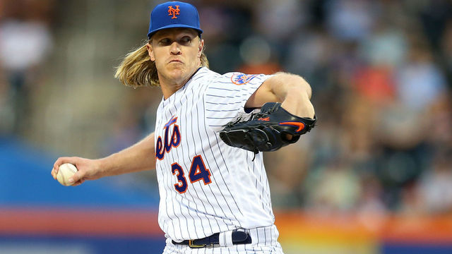 NEW YORK, NEW YORK - JUNE 15: Noah Syndergaard #34 of the New York Mets pitches in the second inning against the St. Louis Cardinals at Citi Field on June 15, 2019 in New York City.