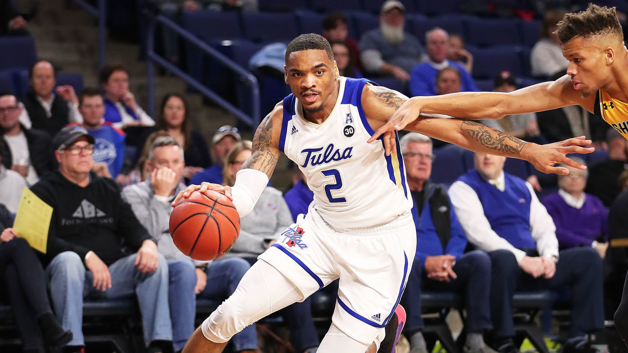 TULSA, OK - FEBRUARY 20: Tulsa Golden Hurricane Guard DaQuan Jeffries (2) during a college basketball game between the Wichita State Shockers and the Tulsa Golden Hurricanes on February 20, 2019, at the Reynolds Center in Tulsa, OK.