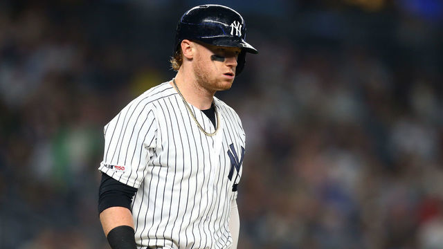 NEW YORK, NEW YORK - JUNE 01: Clint Frazier #77 of the New York Yankees in action against the Boston Red Sox at Yankee Stadium on June 01, 2019 in New York City. New York Yankees defeated the Boston Red Sox 5-3.