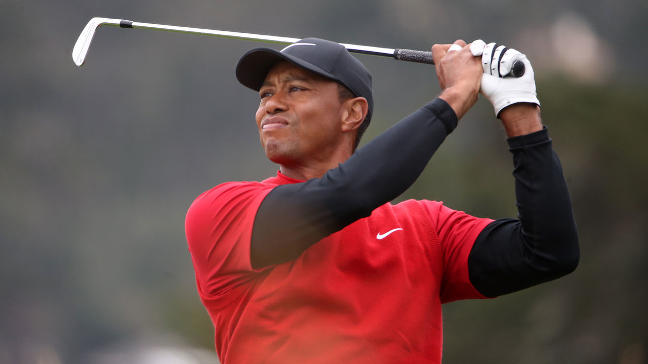 PEBBLE BEACH, CALIFORNIA - JUNE 16: Tiger Woods of the United States plays a shot from the fifth tee during the final round of the 2019 U.S. Open at Pebble Beach Golf Links on June 16, 2019 in Pebble Beach, California.