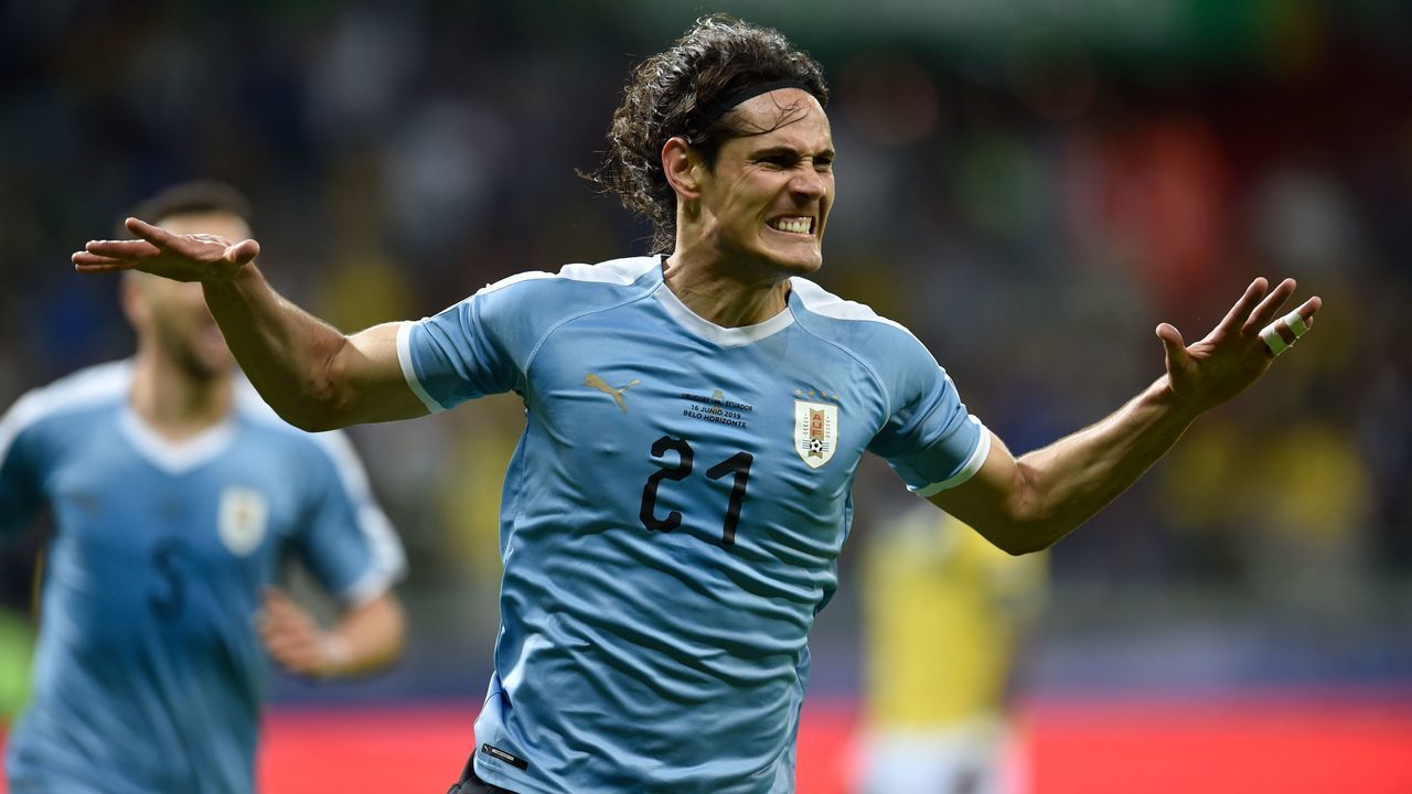 Uruguay's Edinson Cavani celebrates after scoring against Ecuador during their Copa America football tournament group match at the Mineirao Stadium in Belo Horizonte, Brazil, on June 16, 2019.