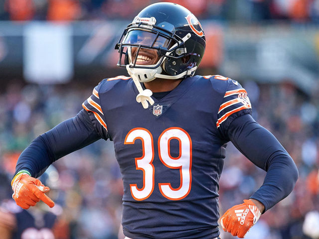 CHICAGO, IL - DECEMBER 16: Chicago Bears free safety Eddie Jackson (39) celebrates after a paly in action during an NFL game between the Green Bay Packers and the Chicago Bears on December 16, 2018 at Soldier Field in Chicago, IL.