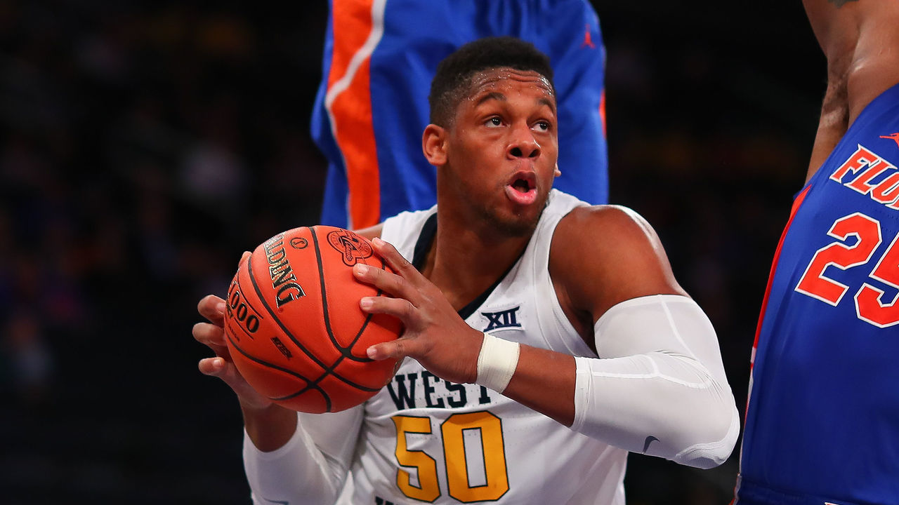NEW YORK, NY - DECEMBER 04: West Virginia Mountaineers forward Sagaba Konate (50) during the second half of the College Basketball Game between the Florida Gators and the West Virginia Mountaineers on December 4, 2018 at Madison Square Garden in New York, NY.