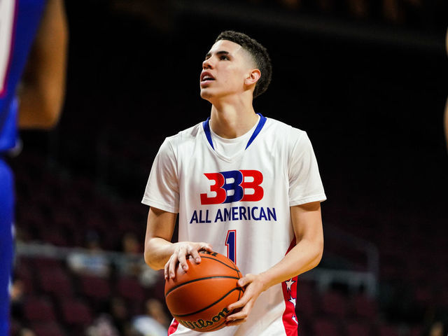 LAS VEGAS, NEVADA - MARCH 31: LaMelo Ball shoots a freethrow during the Big Baller Brand All American Game at the Orleans Arena on March 31, 2019 in Las Vegas, Nevada.