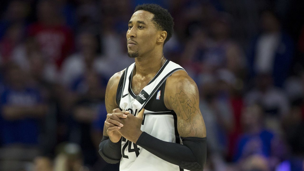 PHILADELPHIA, PA - APRIL 23: Rondae Hollis-Jefferson #24 of the Brooklyn Nets looks on against the Philadelphia 76ers in the fourth quarter of Game Five of Round One of the 2019 NBA Playoffs at the Wells Fargo Center on April 23, 2019 in Philadelphia, Pennsylvania. The 76ers defeated the Nets 122-100.