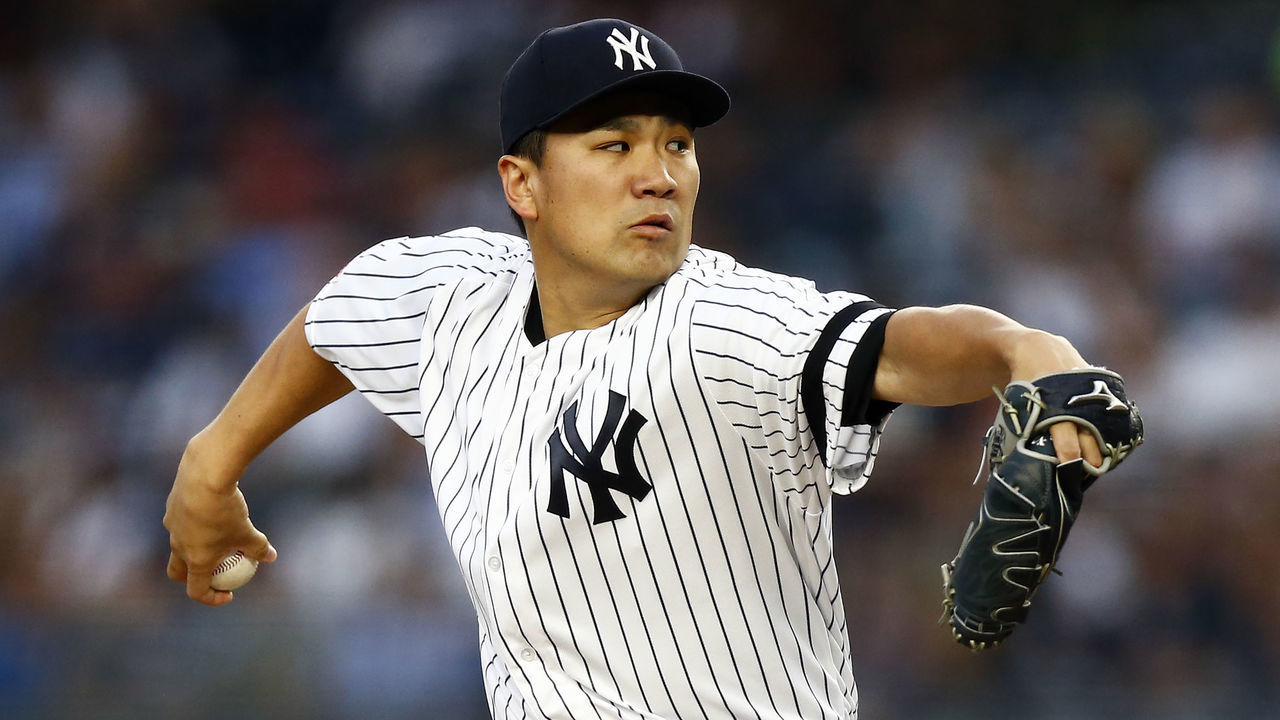 NEW YORK, NY - JUNE 17: Masahiro Tanaka #19 of the New York Yankees pitches against the Tampa Bay Rays during the third inning at Yankee Stadium on June 17, 2019 in the Bronx borough of New York City.