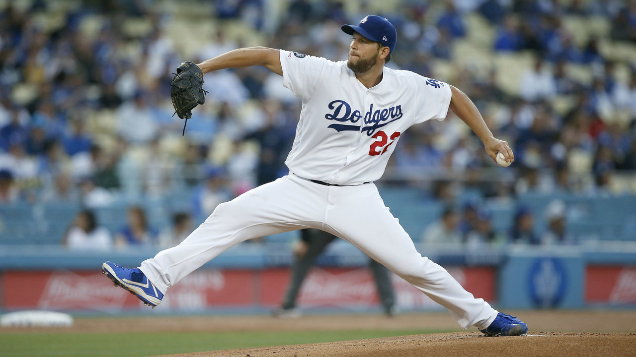 LOS ANGELES, CA - JUNE 13: Los Angeles Dodgers starting pitcher Clayton Kershaw (22) throws a pitch during the game against the Chicago Cubs on June 13, 2019, at Dodger Stadium in Los Angeles, CA.