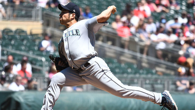 MINNEAPOLIS, MN - JUNE 13: Seattle Mariners Pitcher Yusei Kikuchi (18) delivers a pitch during a game between the Seattle Mariners and Minnesota Twins on June 13, 2019 at Target Field in Minneapolis, MN.