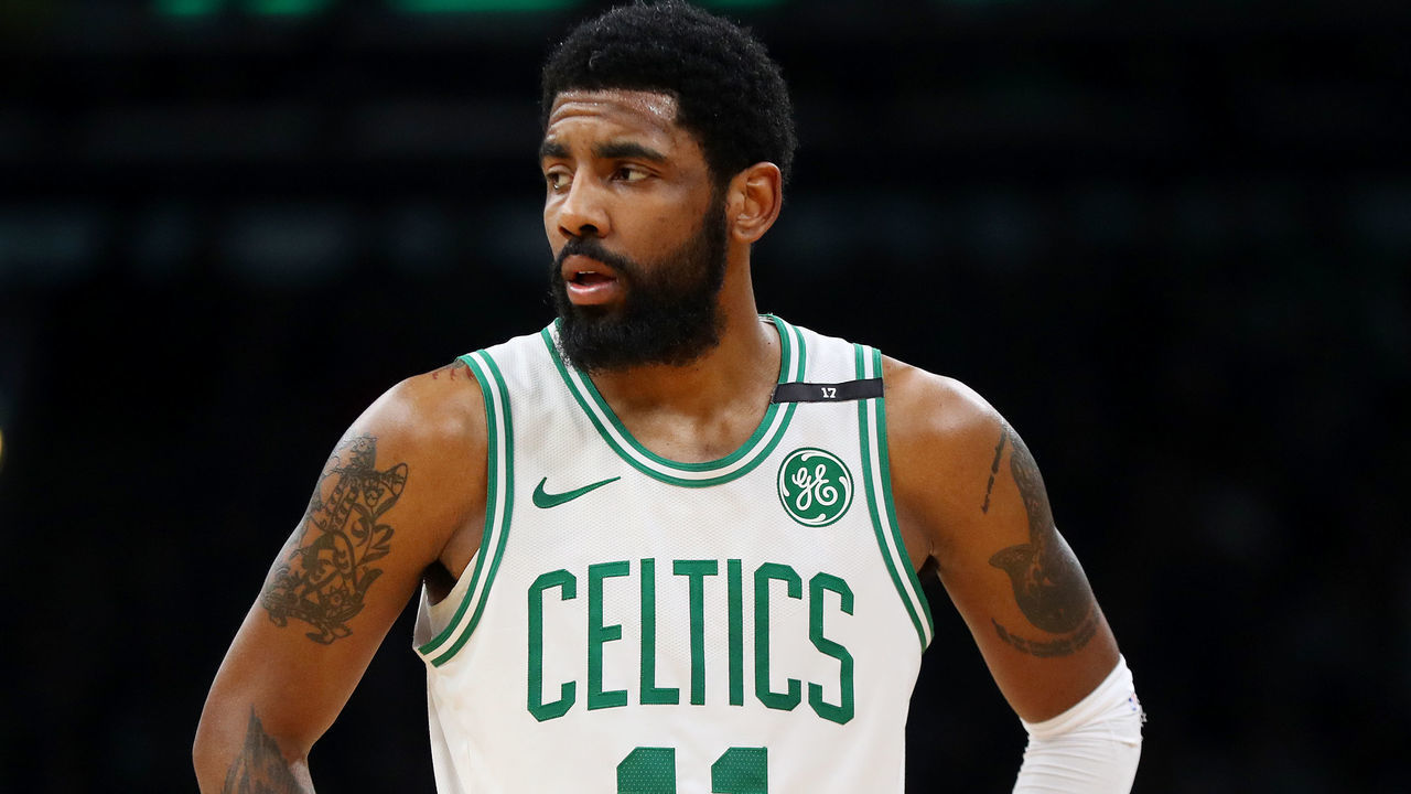 BOSTON, MASSACHUSETTS - MAY 06: Kyrie Irving #11 of the Boston Celtics looks on during the second half of Game 4 of the Eastern Conference Semifinals against the Milwaukee Bucks during the 2019 NBA Playoffs at TD Garden on May 06, 2019 in Boston, Massachusetts. The Bucks defeat the Celtics 113-101.
