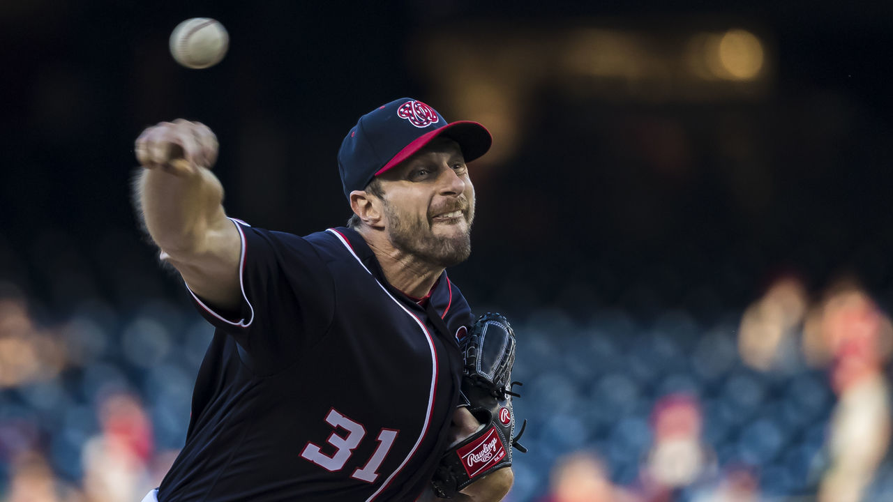 WASHINGTON, DC - JUNE 14: Max Scherzer #31 of the Washington Nationals pitches against the Arizona Diamondbacks during the second inning at Nationals Park on June 14, 2019 in Washington, DC.
