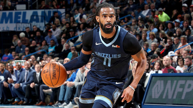 OKLAHOMA CITY, OK- FEBRUARY 7: Mike Conley #11 of the Memphis Grizzlies handles the ball against the Oklahoma City Thunder on February 7, 2019 at Chesapeake Energy Arena in Oklahoma City, Oklahoma. Mandatory Copyright Notice: Copyright 2019 NBAE