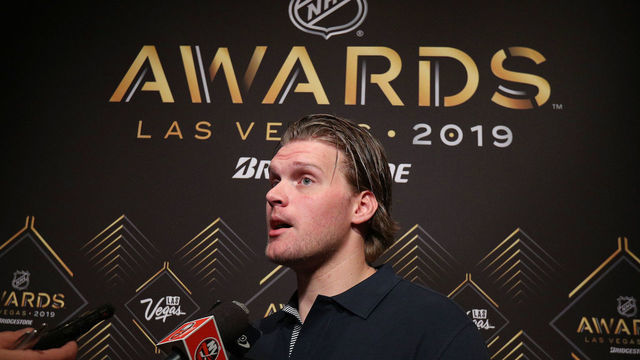 LAS VEGAS, NEVADA - JUNE 18: Robin Lehner of the New York Islanders attends the nominee media availability at the Encore Las Vegas on June 18, 2019 in Las Vegas, Nevada.