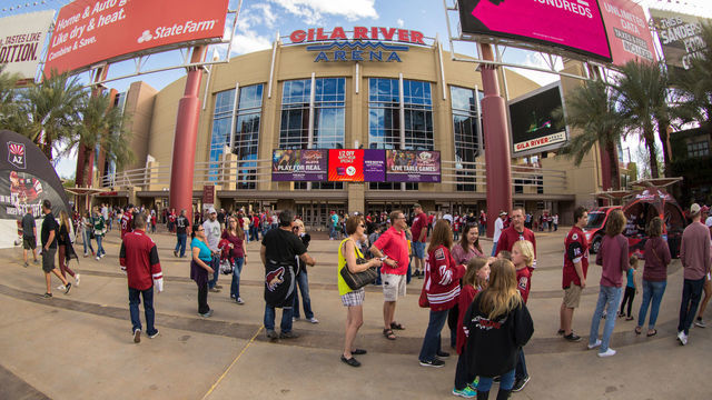 GLENDALE, AZ - APRIL 08: Gila River Arena before the NHL hockey game between the Minnesota Wild and the Arizona Coyotes on April 8, 2017 at Gila River Arena in Glendale, Arizona.