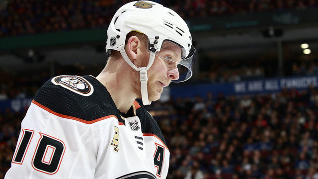 VANCOUVER, BC - FEBRUARY 25: Corey Perry #10 of the Anaheim Ducks skates up ice during their NHL game against the Vancouver Canucks at Rogers Arena February 25, 2019 in Vancouver, British Columbia, Canada. "n