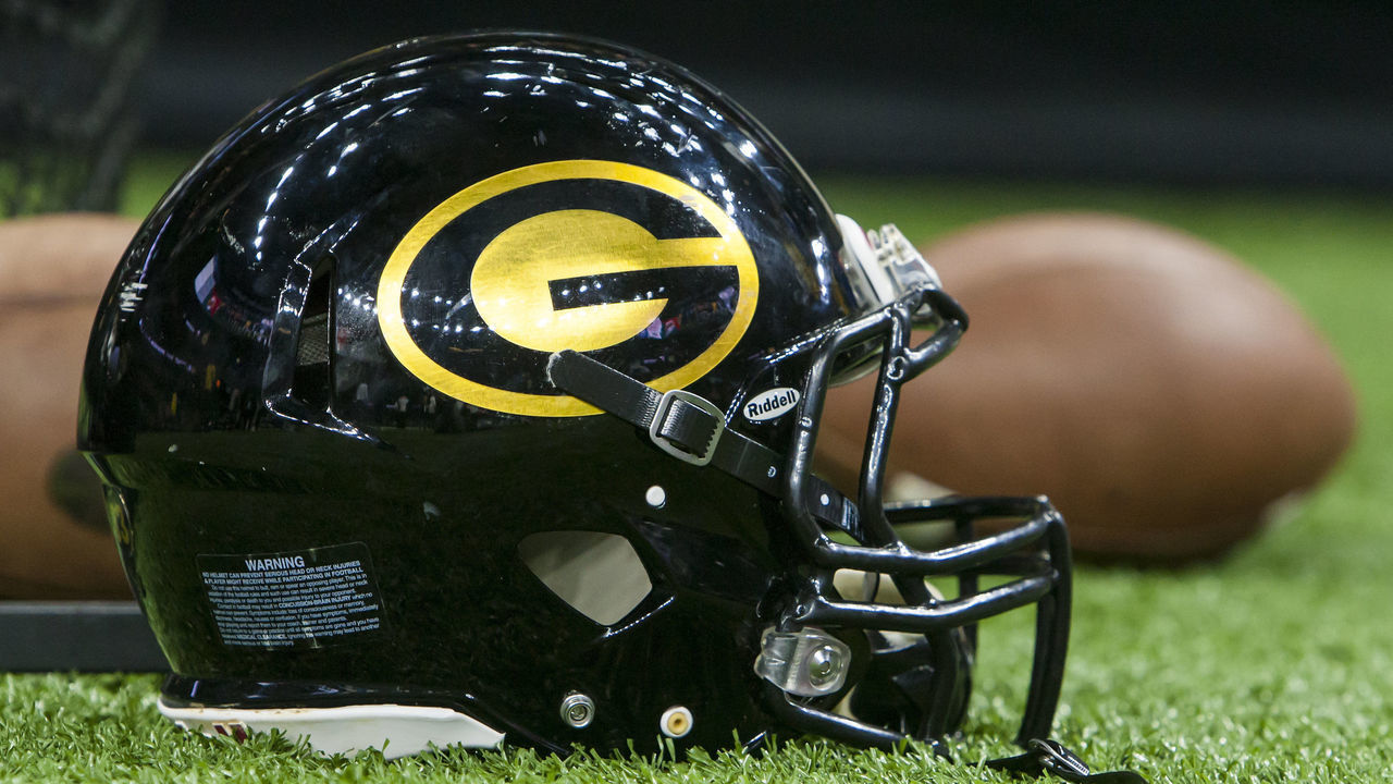 NEW ORLEANS, LA - NOVEMBER 24: A Grambling State Helmet sits on the sideline during the 45th annual State Farm Bayou Classic game between the Southern Jaguars and the Grambling State Tigers on Saturday November 24, 2018 at the Mercedes-Benz Super Dome in New Orleans, Louisiana.