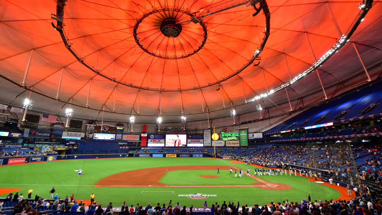 ST PETERSBURG, FLORIDA - APRIL 02: A general view of Tropicana Field after the Tampa Bay Rays defeated the Colorado Rockies 4-0 on April 02, 2019 in St Petersburg, Florida.